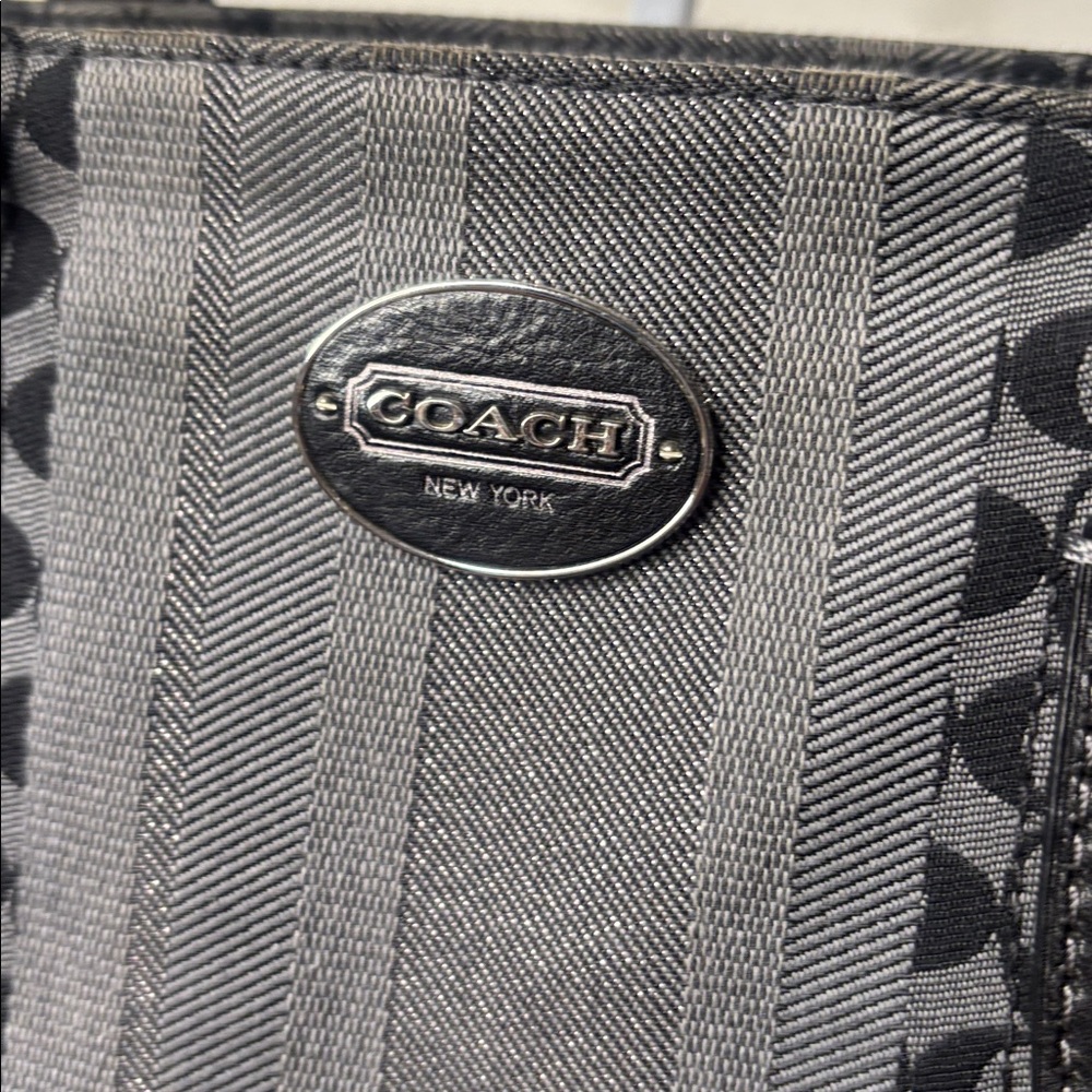 Coach Signature Canvas Shoulder Bag in Black and Gray - Picture 7 of 16